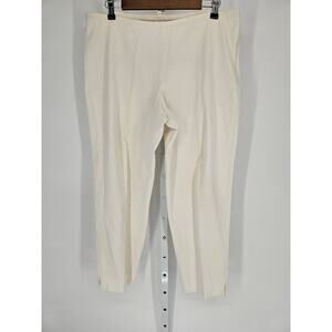 Eileen Fisher Women's Mid Rise Elastic Waist White Slim Leg Pant Size L